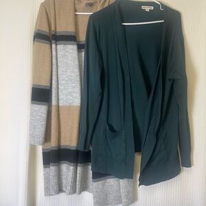 Hannah Women's Cardigan Set - Teal and Striped